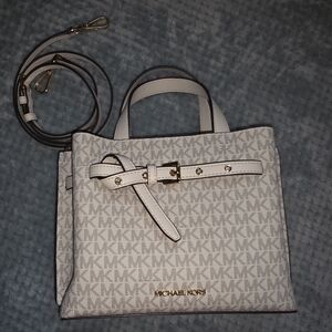 Michael Kors White and Gold Logo Crossbody Bag